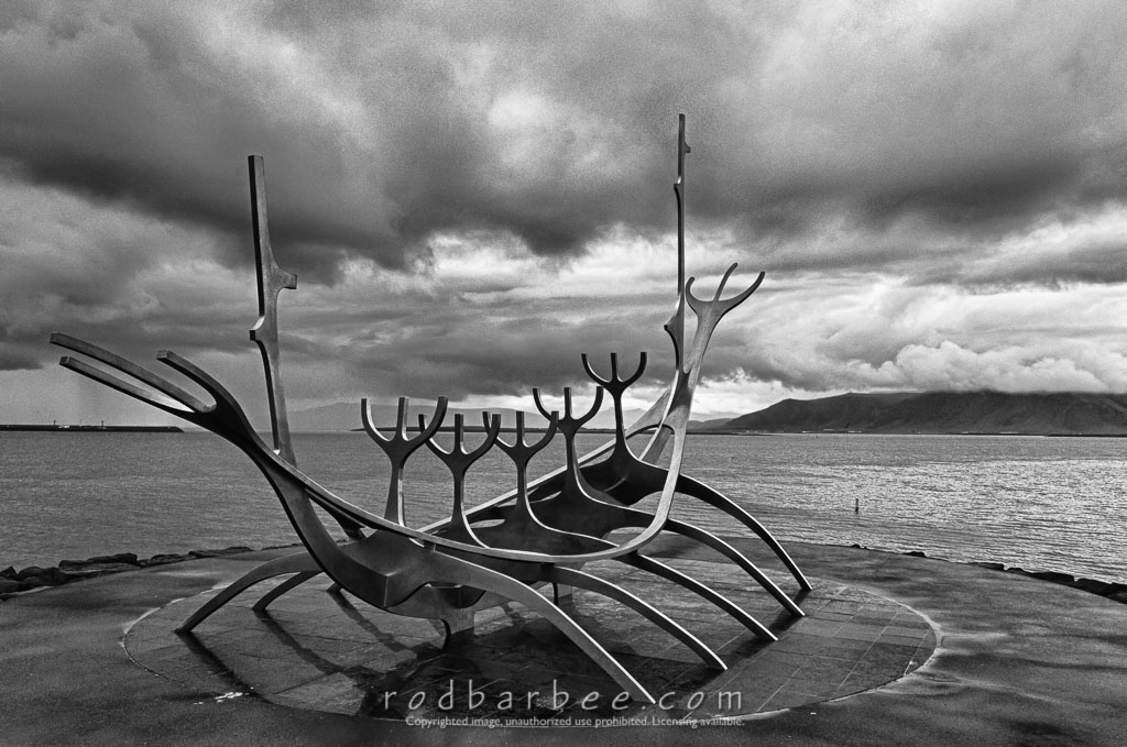 Barbee_120824_3_9864_HDR | Sólfar (Sun Voyager) sculpture by artist Jón Gunnar Árnason, in Reykjavík, Iceland. 