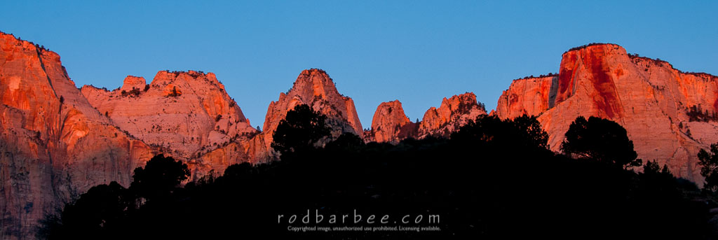 Barbee_131103_3_3633 | Silhouettes at sunrize, Temple of the Virgin, Zion National Park, UT